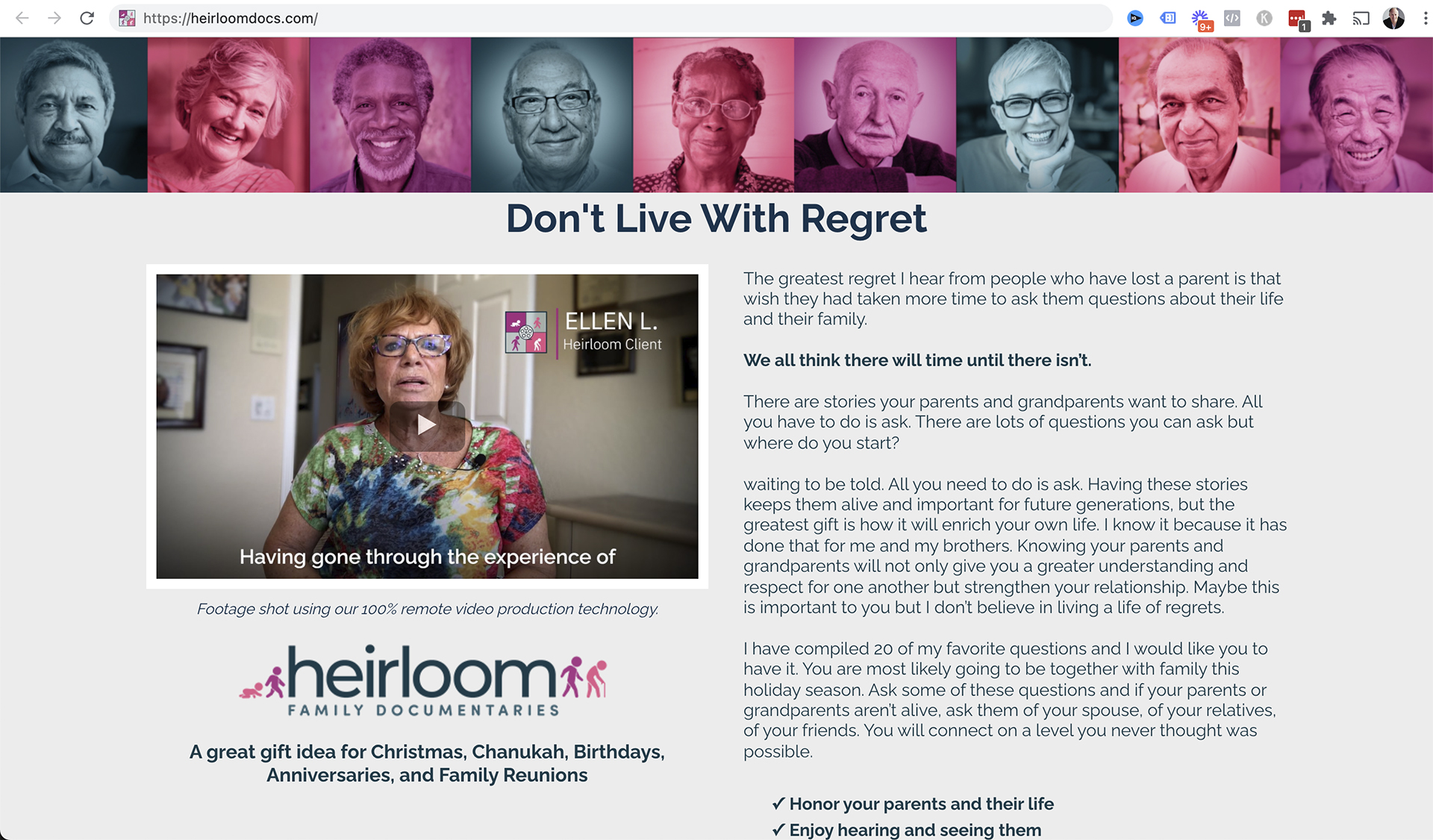 Customer Video Testimonial on Home Page of Website