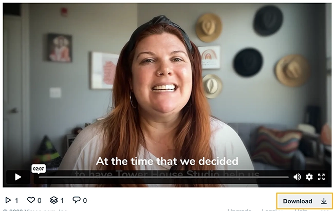 Vimeo Download Video button